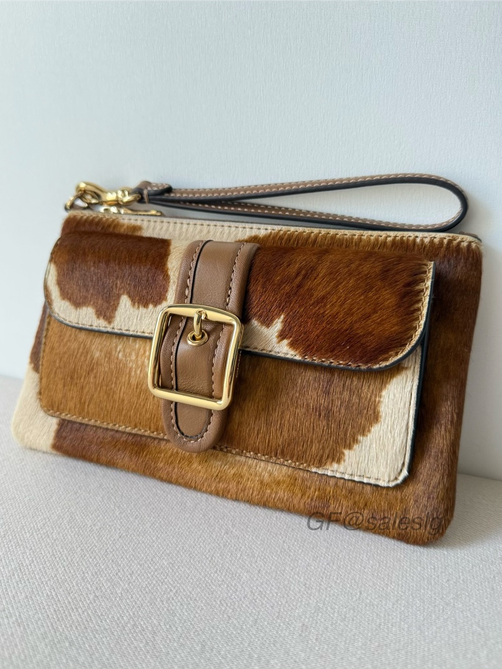 NWT Coach Ashton Haircalf Cow Print Wristlet Clutch Wallet Rare CDY07 Tan Brown - Picture 13 of 16